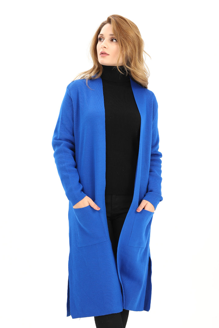 MPL Woman Pocketed Plain Long Cardigan 4341 - Cozumel