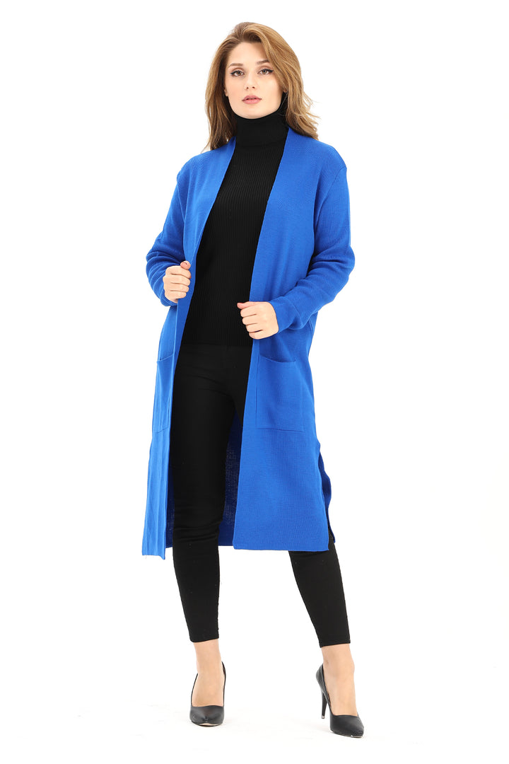 MPL Woman Pocketed Plain Long Cardigan 4341 - Cozumel