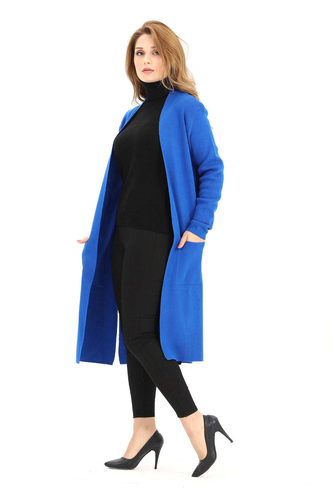 MPL Woman Pocketed Plain Long Cardigan 4341 - Cozumel