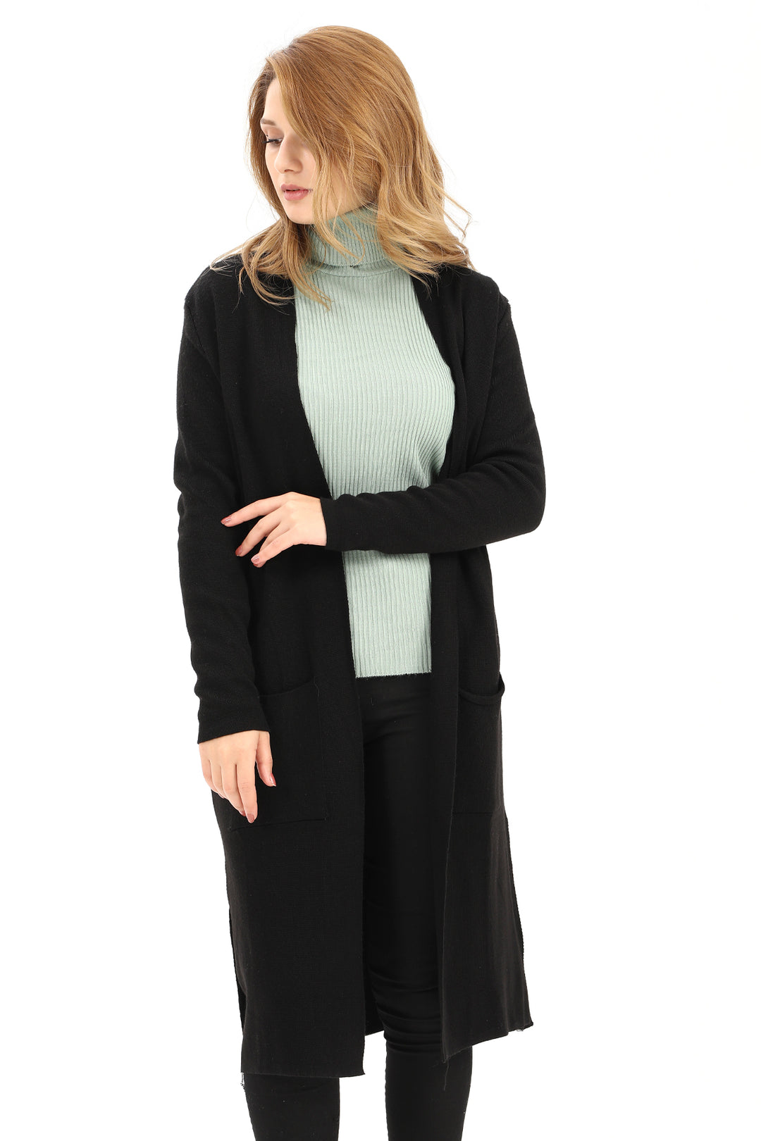 MPL Woman's Pocketed Plain Long Cardigan 4341 - Zaandam