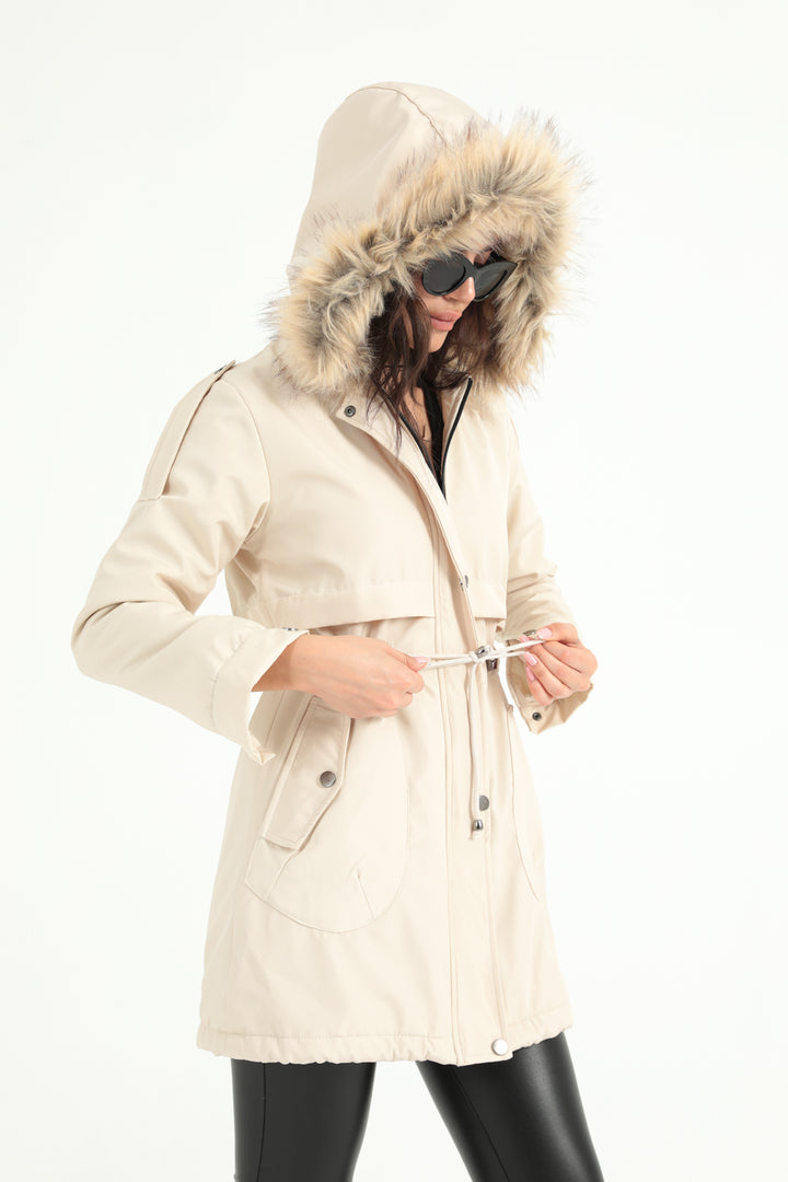 MPL Woman Waist Tied Hooded Coat 60045 - New Britain