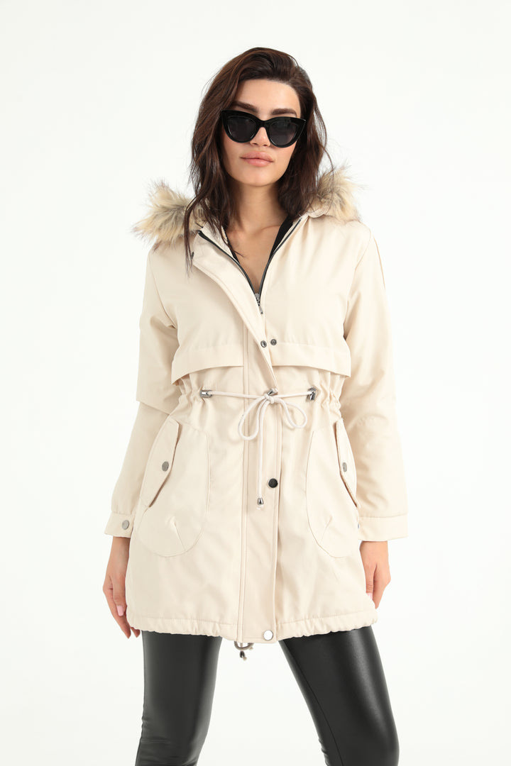 MPL Woman Waist Tied Hooded Coat 60045 - New Britain