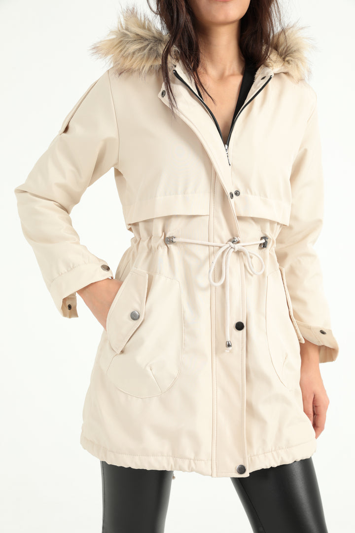 MPL Woman Waist Tied Hooded Coat 60045 - New Britain