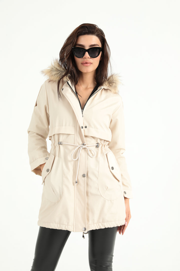 MPL Woman Waist Tied Hooded Coat 60045 - New Britain