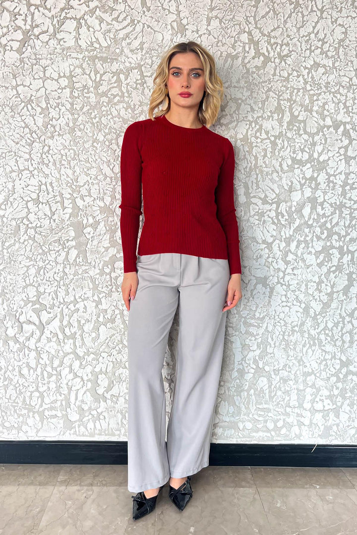 MPL Woman Pom Pom Patterned Chenille Sweater 4925 - Colombes