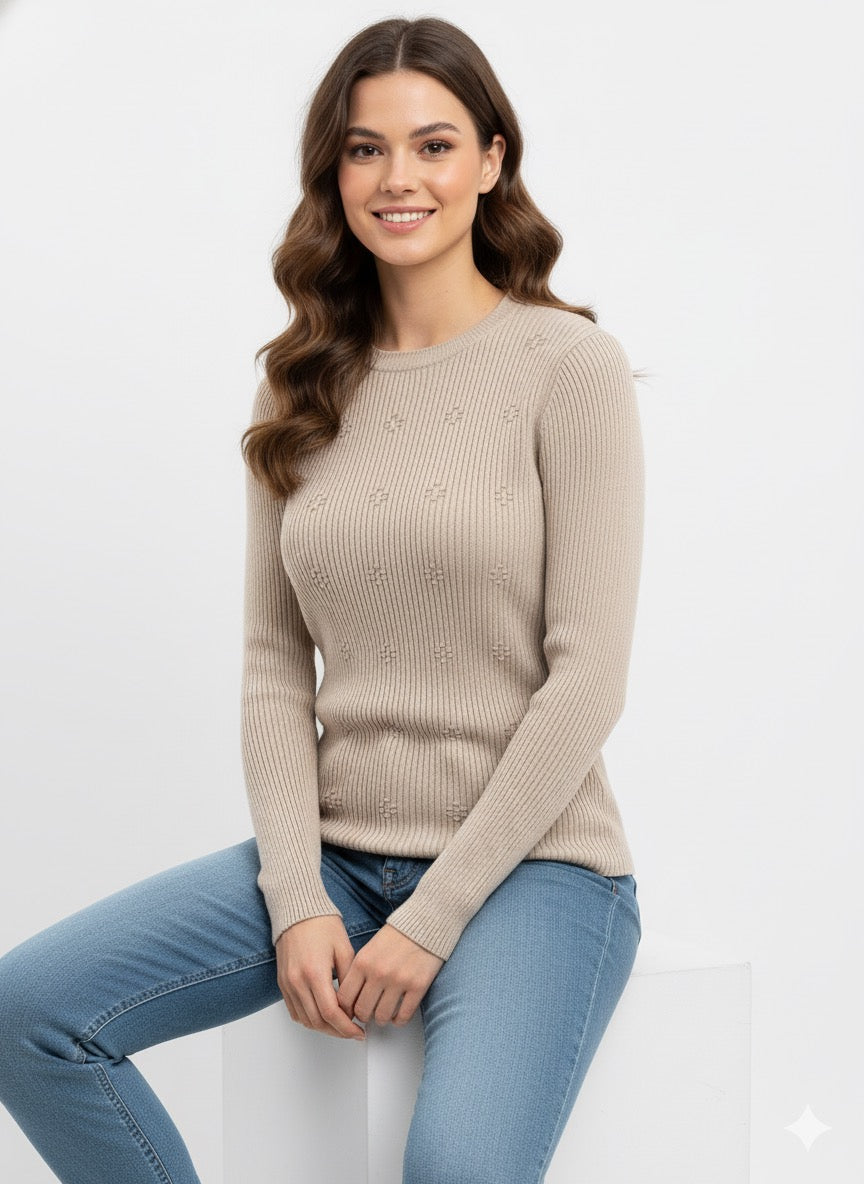 MPL Woman Pom Pom Patterned Chenille Sweater 4925 - Kyle