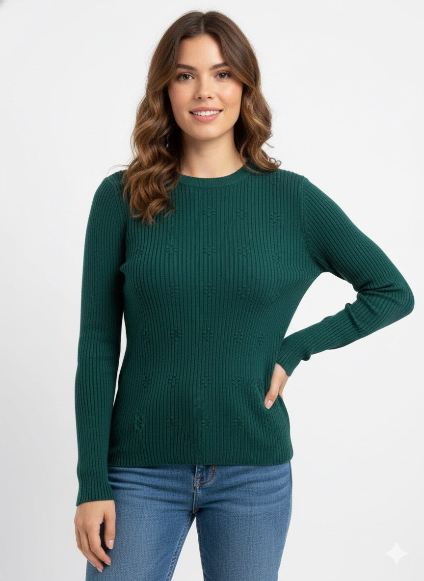 MPL Woman Pom Pom Patterned Chenille Sweater 4925 - Fleet
