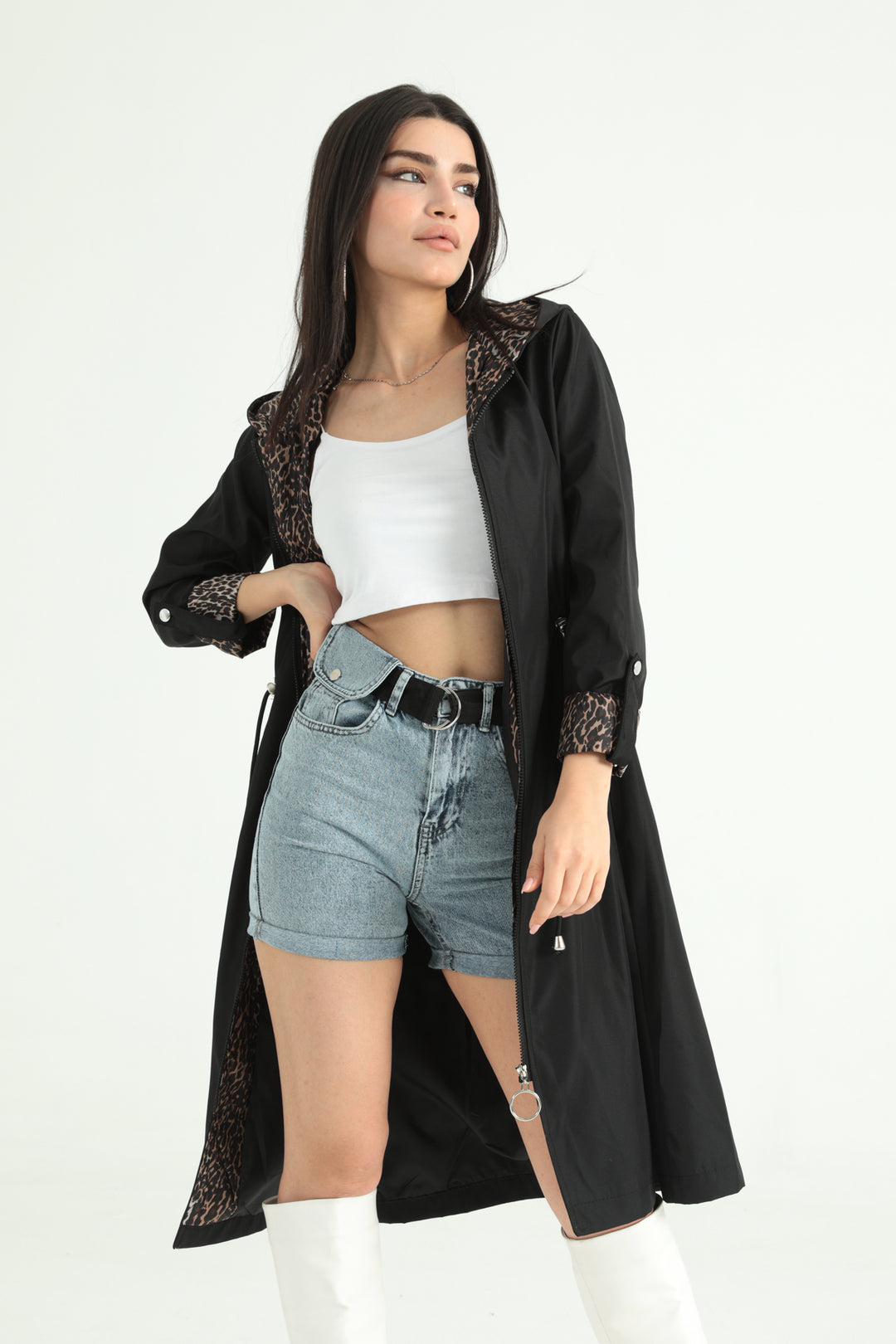 MPL Woman Leopard Lined Trench Coat 9091 - Gravesend
