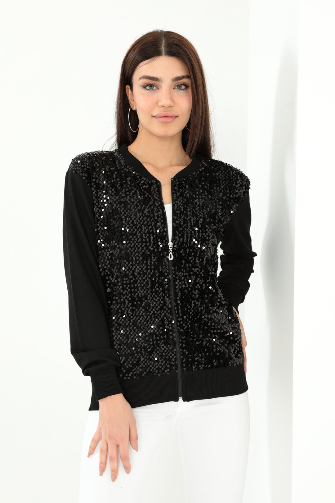 MPL Woman Zippered Sequined Sweatshirt 52749 - Majadahonda