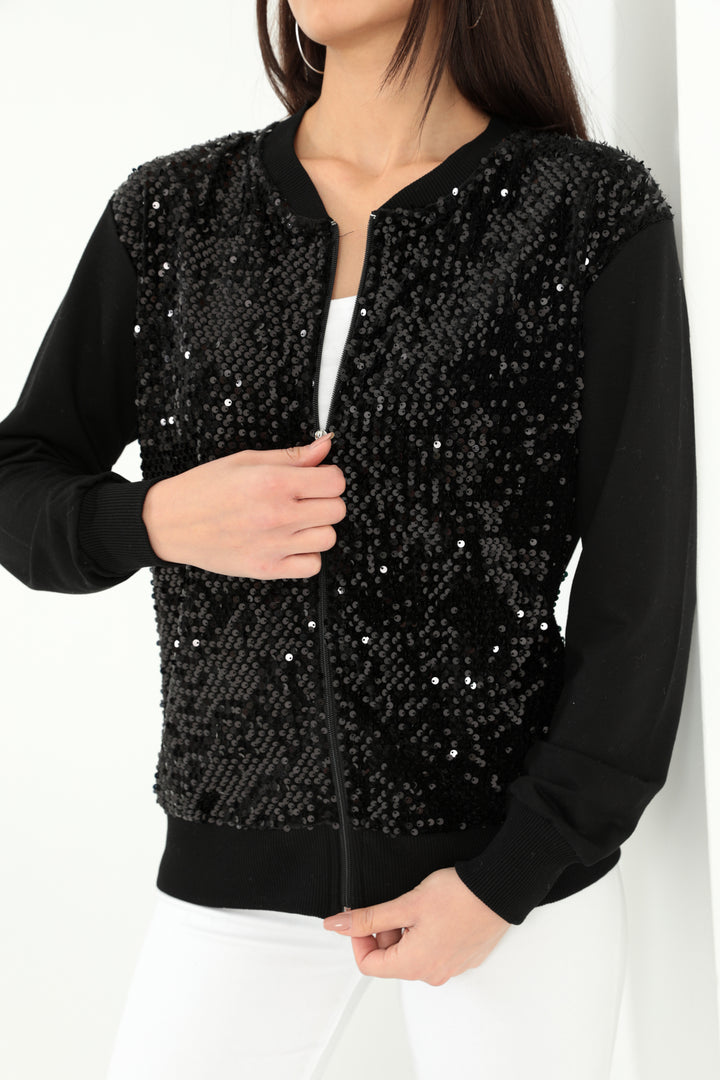 MPL Woman Zippered Sequined Sweatshirt 52749 - Majadahonda