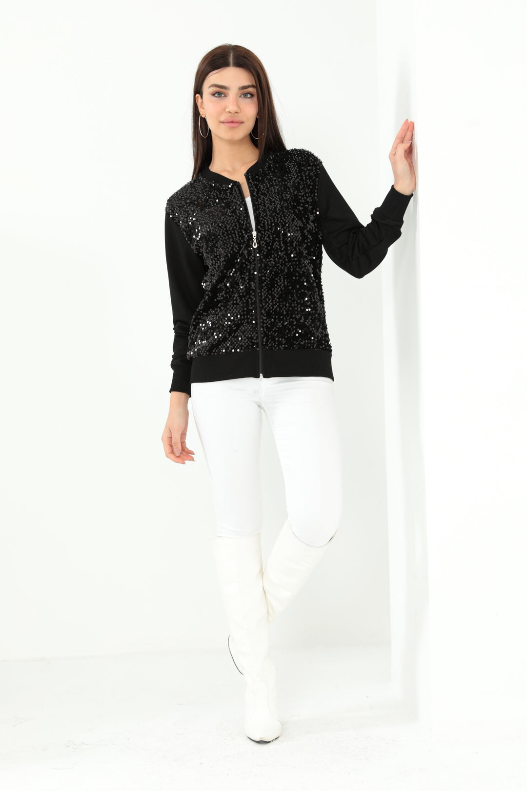 MPL Woman Zippered Sequined Sweatshirt 52749 - Majadahonda