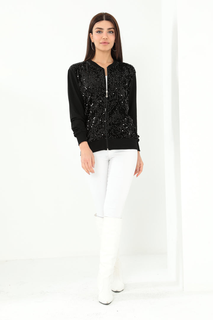 MPL Woman Zippered Sequined Sweatshirt 52749 - Majadahonda
