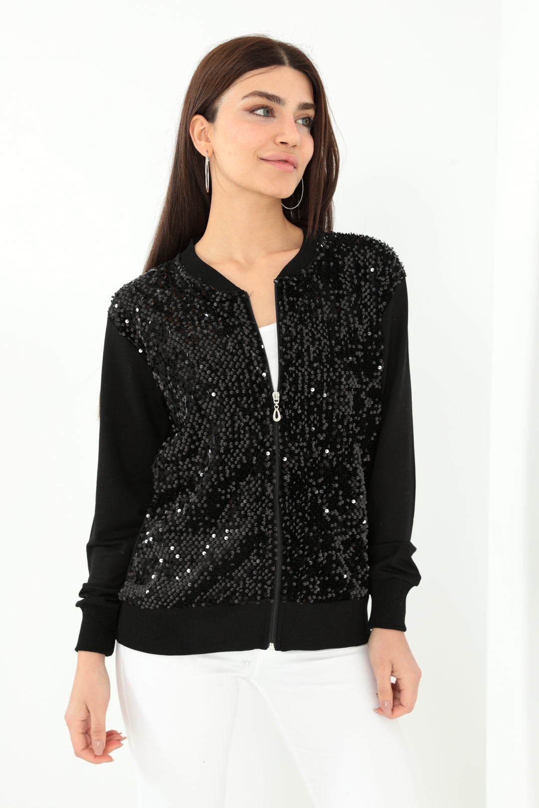 MPL Woman Zippered Sequined Sweatshirt 52749 - Majadahonda