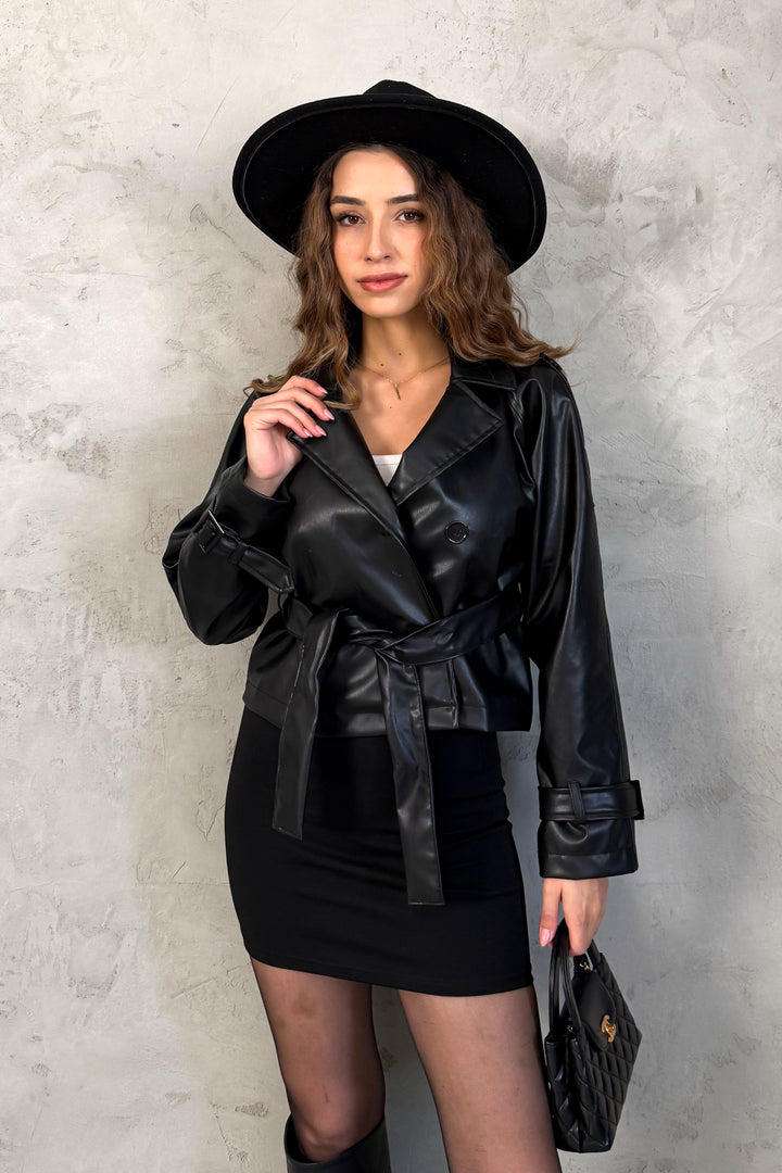 MPL Women's Wrap Belted Leather Jacket 1046 - Ferrara
