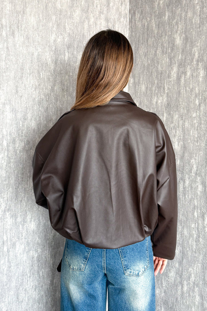 MPL Kadın Oversıze Altı Lastikli Deri Mont 1055 - Udine