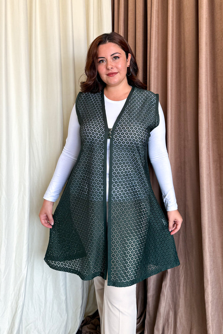 MPL Woman Plus Size Lace Long Vest 261-2 - Tuxpan