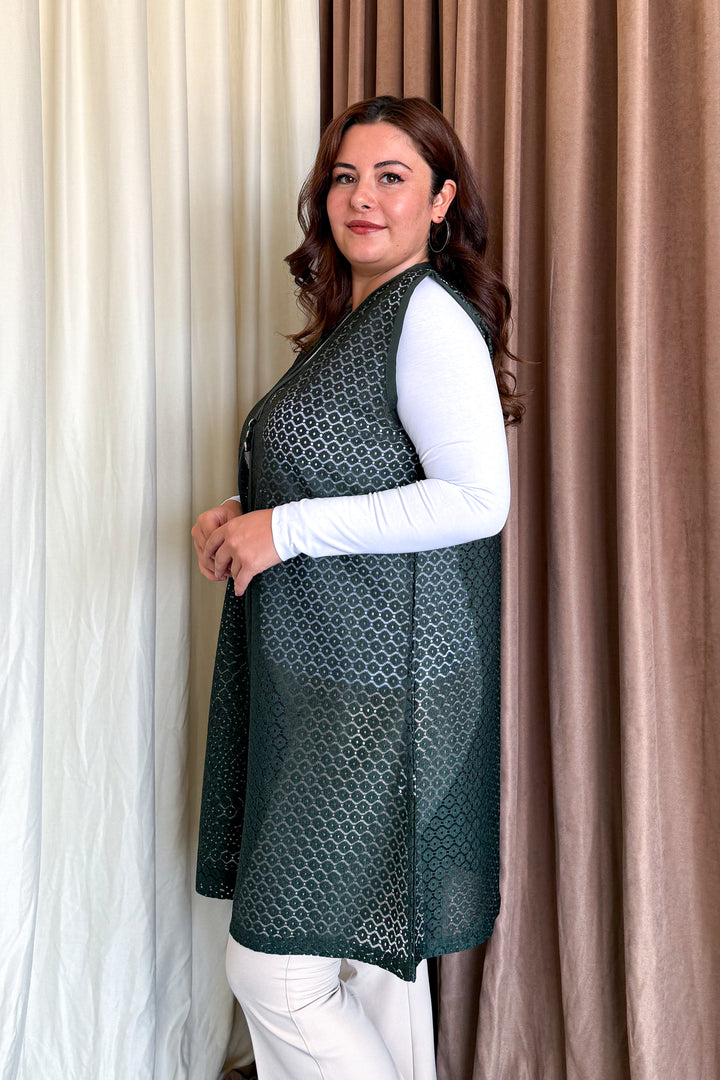 MPL Woman Plus Size Lace Long Vest 261-2 - Tuxpan