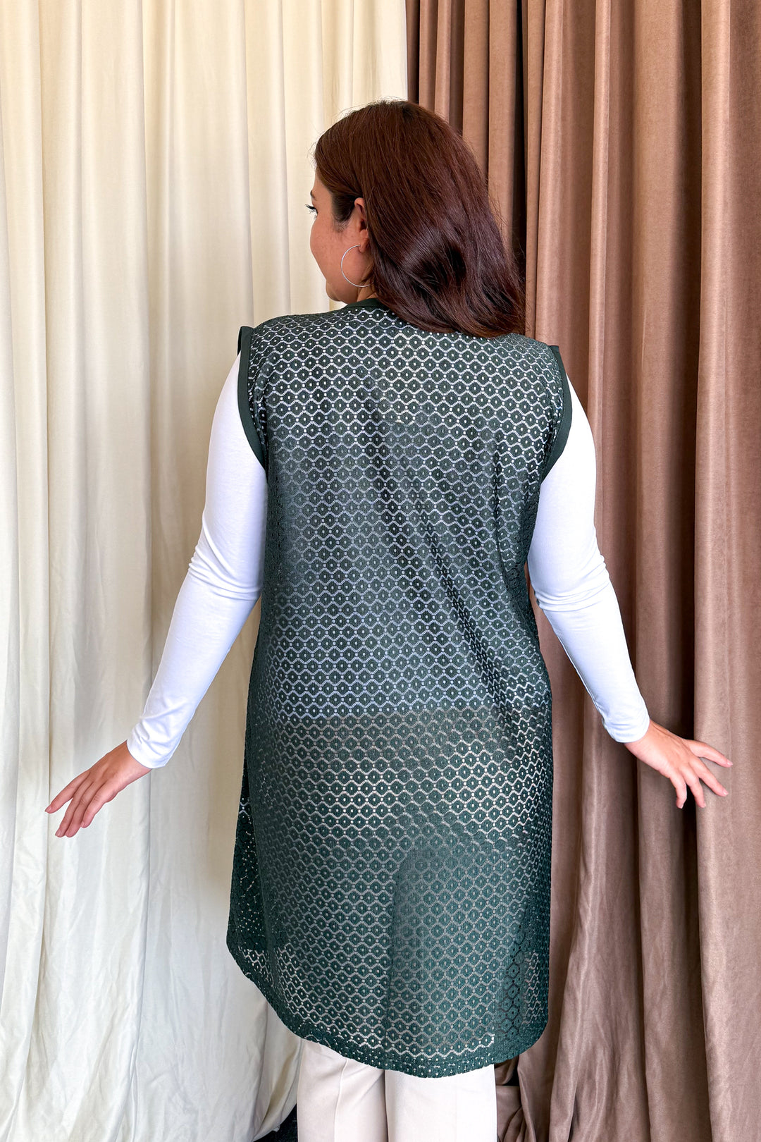 MPL Woman Plus Size Lace Long Vest 261-2 - Tuxpan