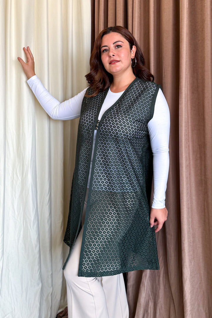 MPL Woman Plus Size Lace Long Vest 261-2 - Tuxpan