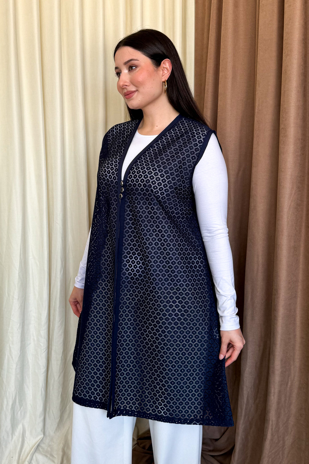 MPL Woman Plus Size Lace Long Vest 261-2 - Marlborough