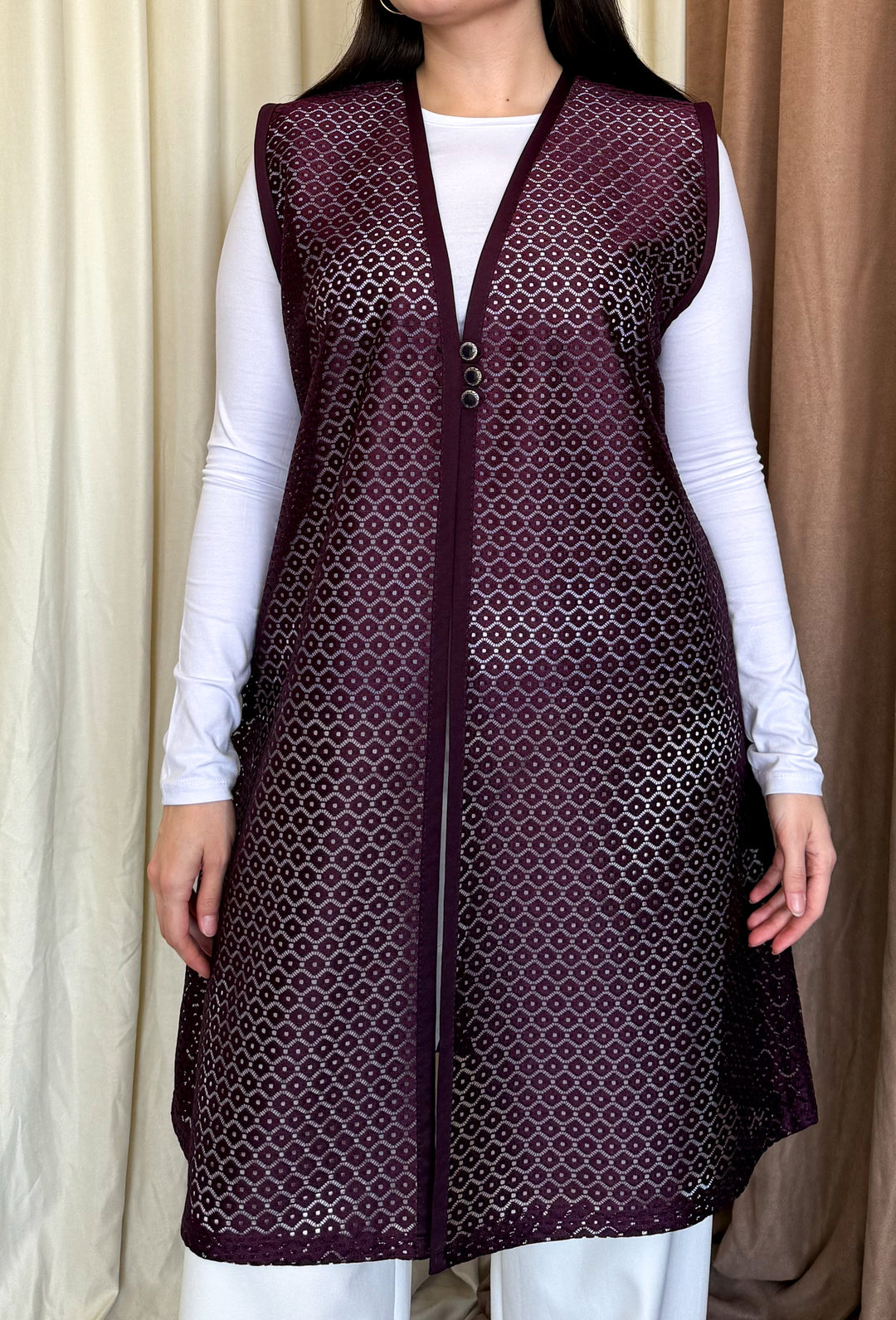 MPL Woman Plus Size Lace Long Vest 261-2 - Macclesfield