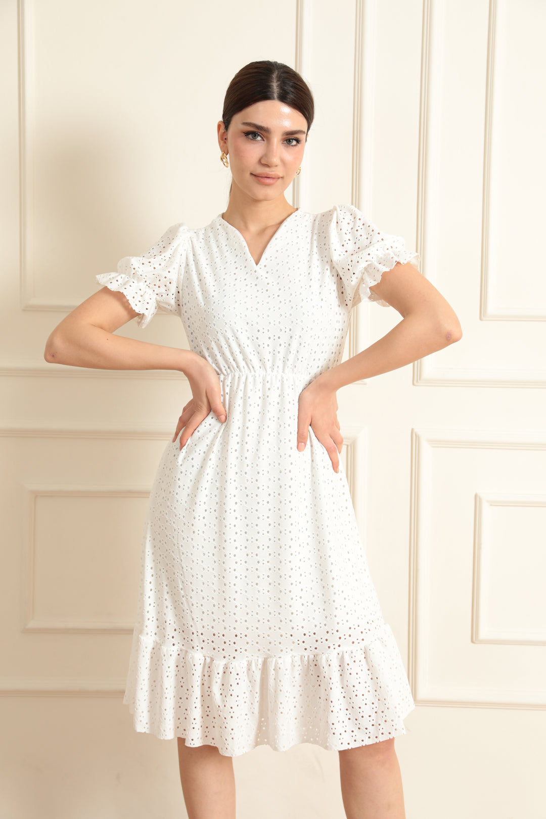 MPL Woman V Neck Ruched Dress 1337 - Lynwood