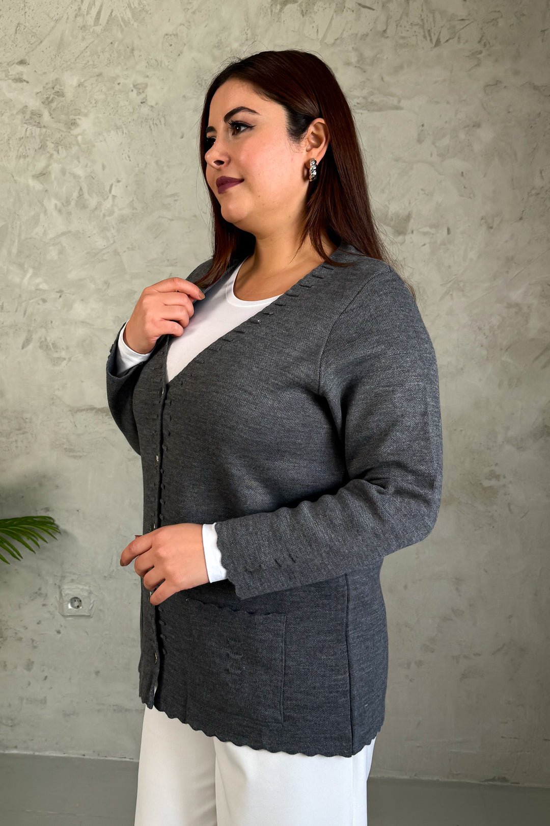 MPL Woman Acrylic Knit Fabric Cardigan - Stade
