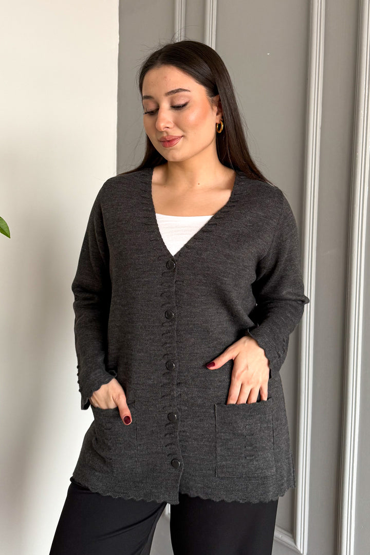MPL Women's Plus Size Buttoned Acrylic Knit Cardigan - Valladolid