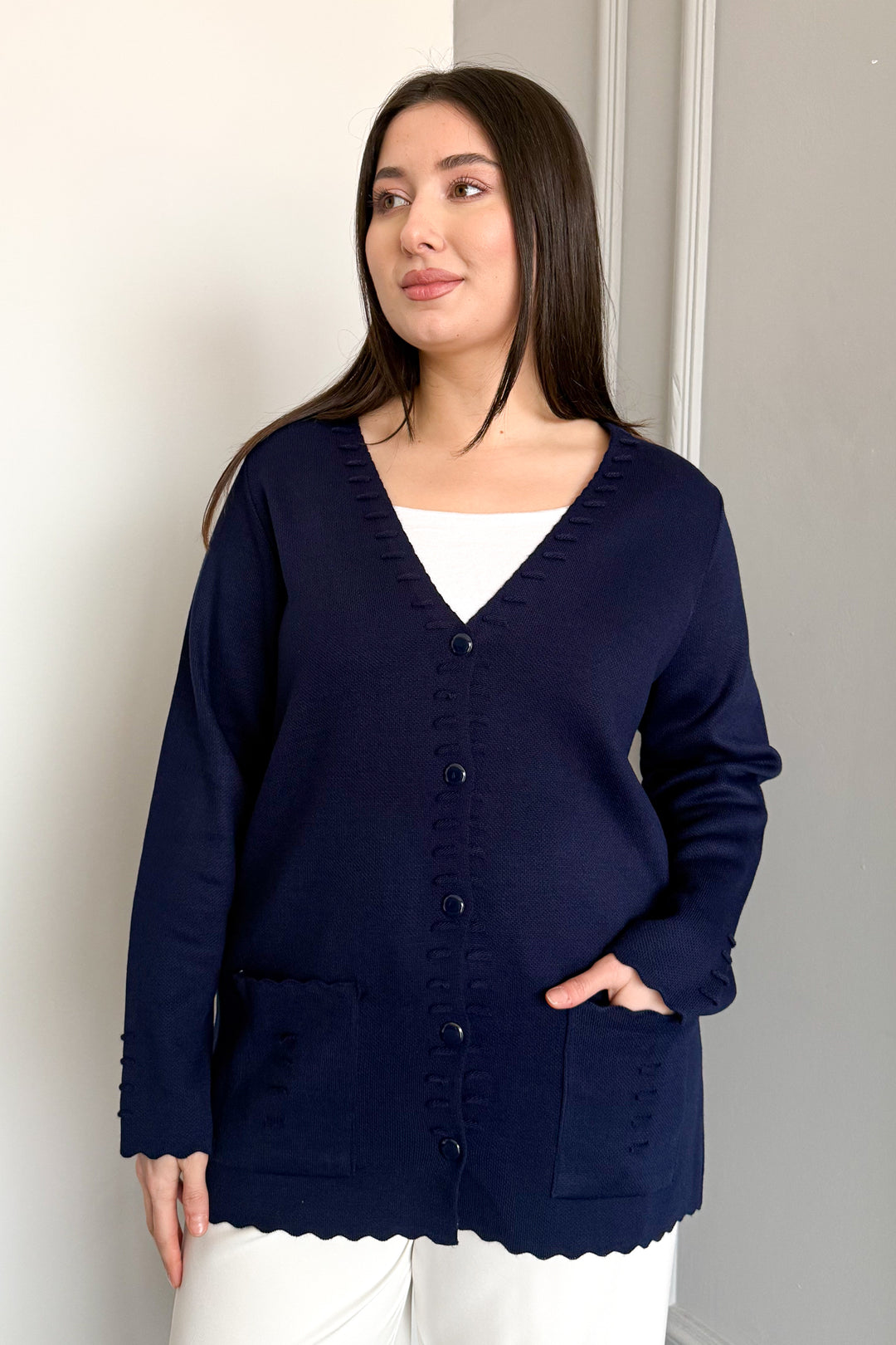 MPL Women's Acrylic Knit Fabric Cardigan - Cannock