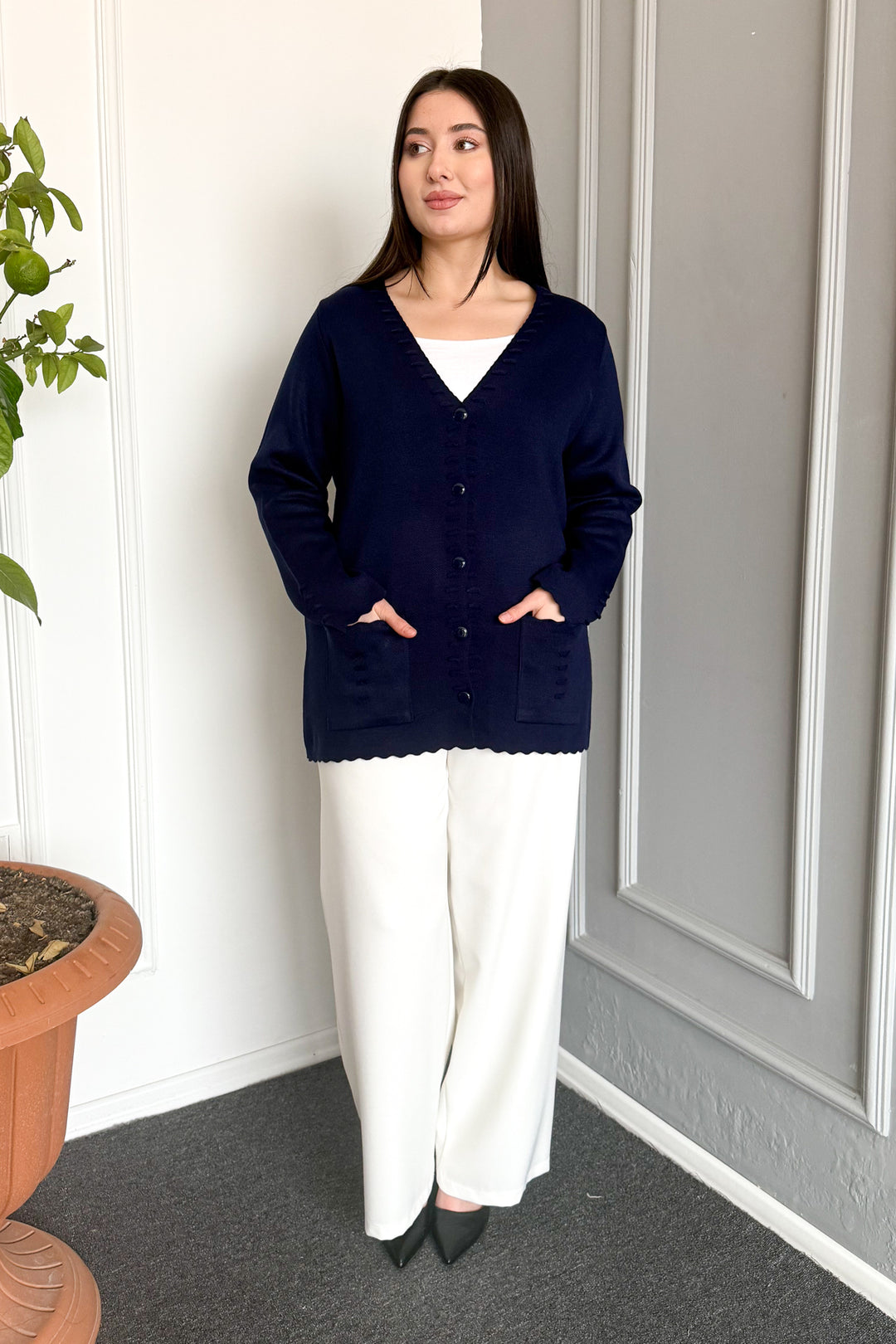 MPL Women's Acrylic Knit Fabric Cardigan - Cannock