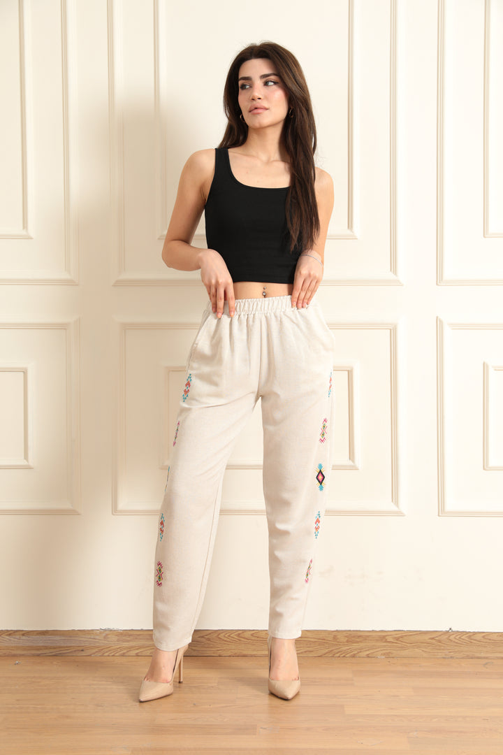 MPL Women's Embroidered Linen Pants 5050 - Napier