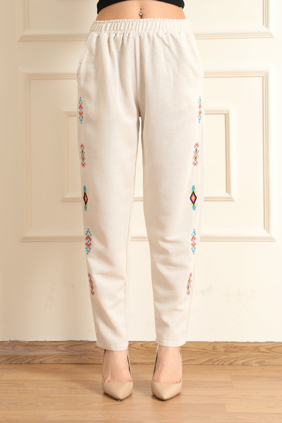 MPL Women's Embroidered Linen Pants 5050 - Napier