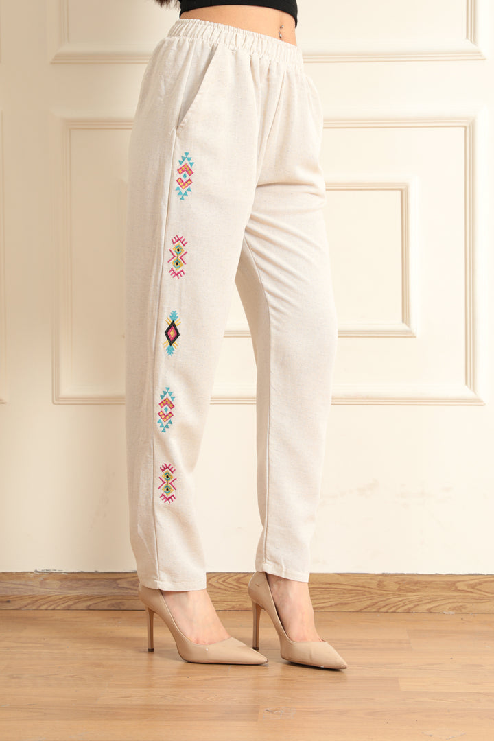 MPL Women's Embroidered Linen Pants 5050 - Napier
