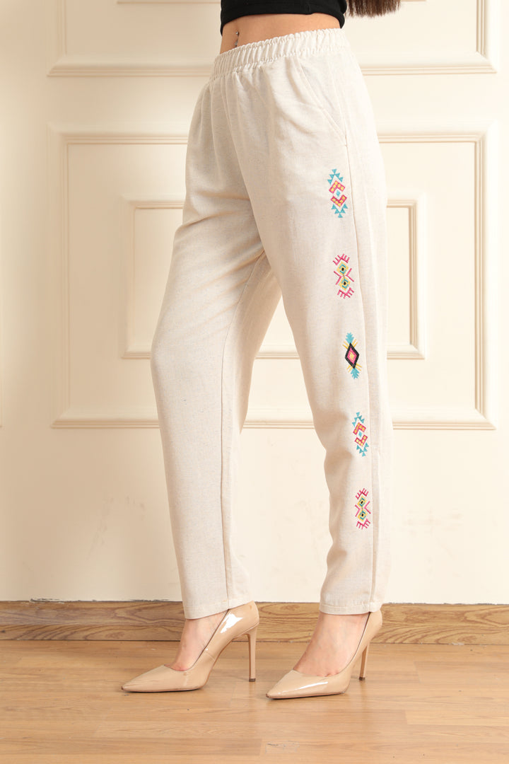 MPL Women's Embroidered Linen Pants 5050 - Napier