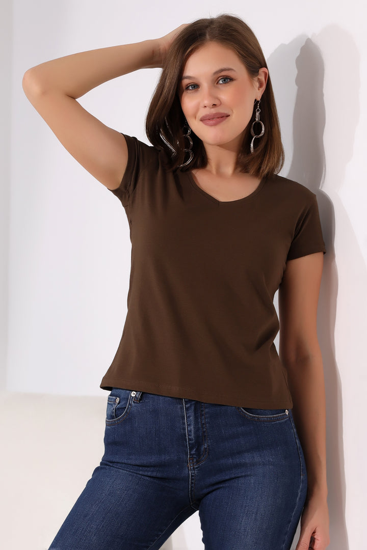 MPL Kadın V Yaka Kısa Kol Tshirt 101by010006 - Ciudad Manuel Doblado