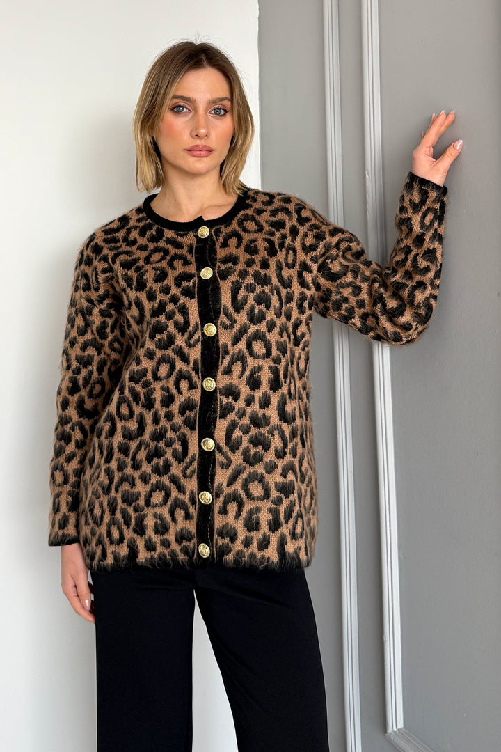 MPL Woman 6727 Leopard Pattern Soft Cardigan - Kifisiá