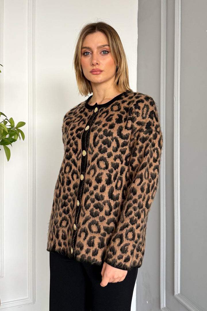 MPL Woman 6727 Leopard Pattern Soft Cardigan - Kifisiá