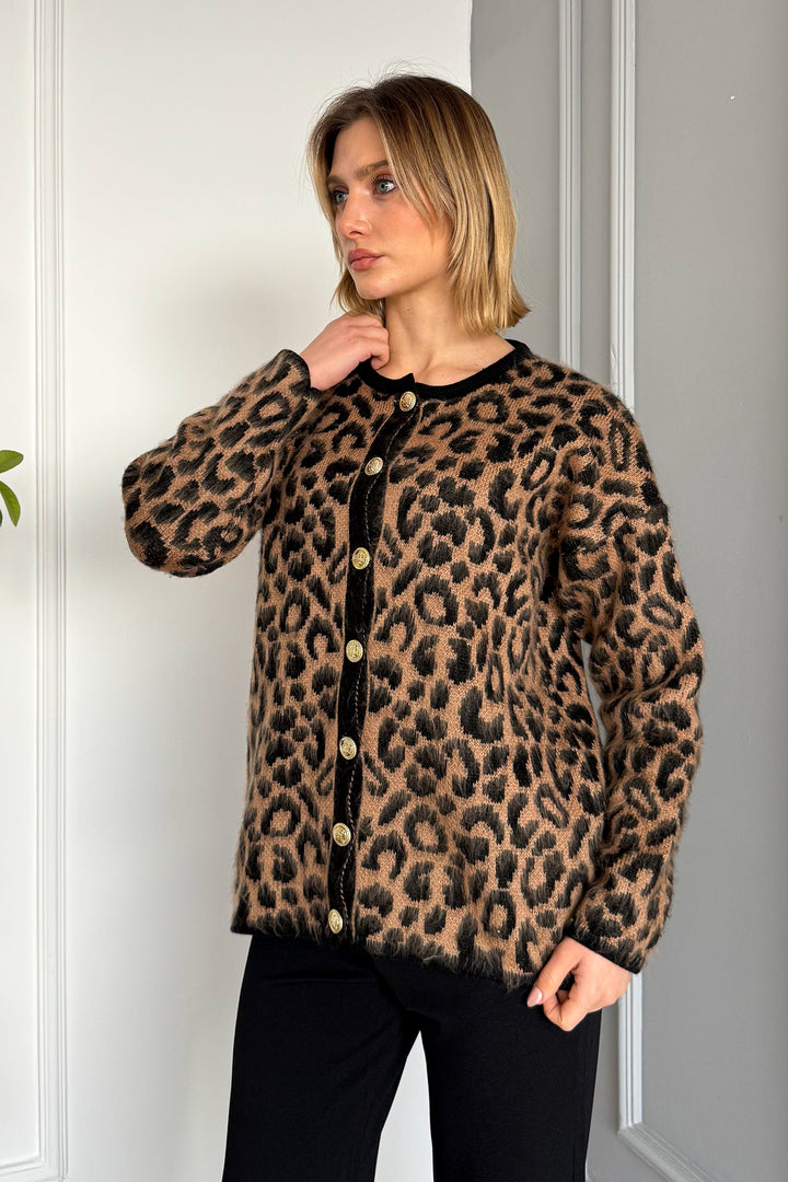 MPL Woman 6727 Leopard Pattern Soft Cardigan - Kifisiá