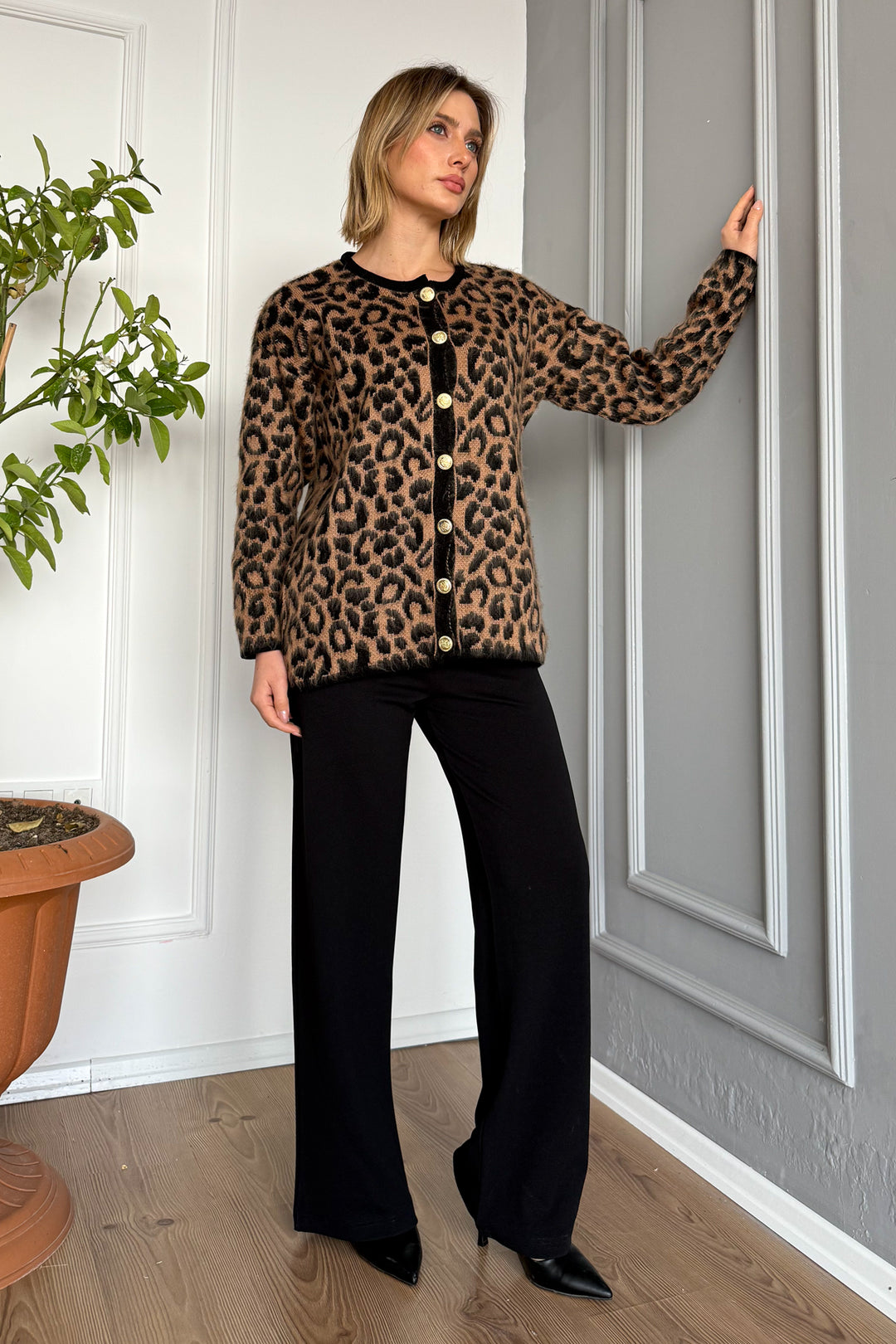 MPL Woman 6727 Leopard Pattern Soft Cardigan - Kifisiá