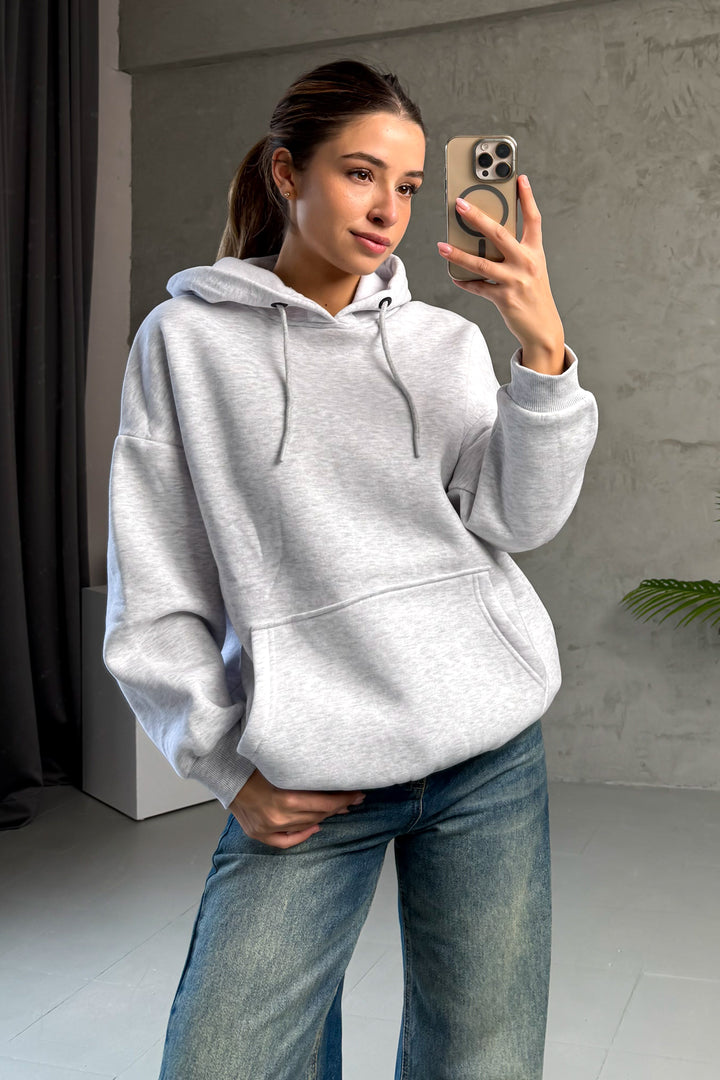 MPL Kadın Kapüşonlu Kanguru Cep 3 İp Sweat 21615 - Lucena