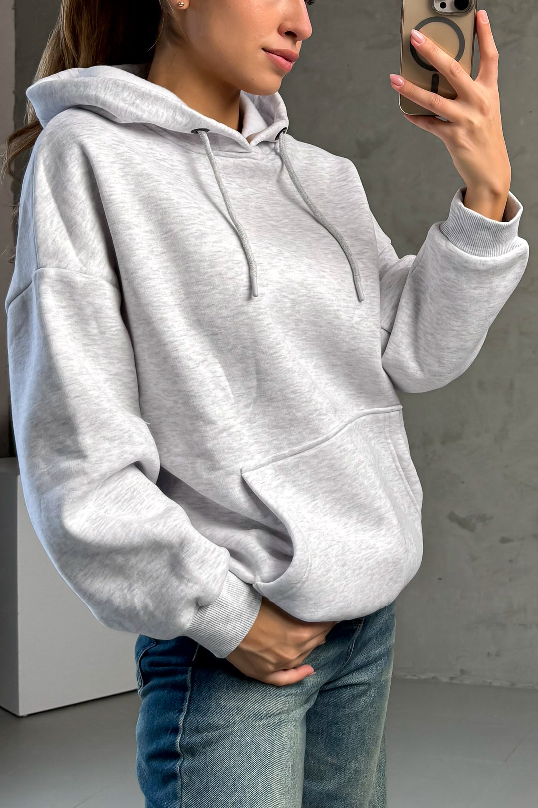 MPL Kadın Kapüşonlu Kanguru Cep 3 İp Sweat 21615 - Lucena