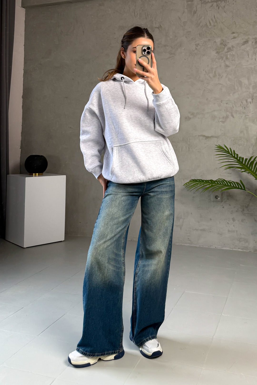 MPL Kadın Kapüşonlu Kanguru Cep 3 İp Sweat 21615 - Lucena