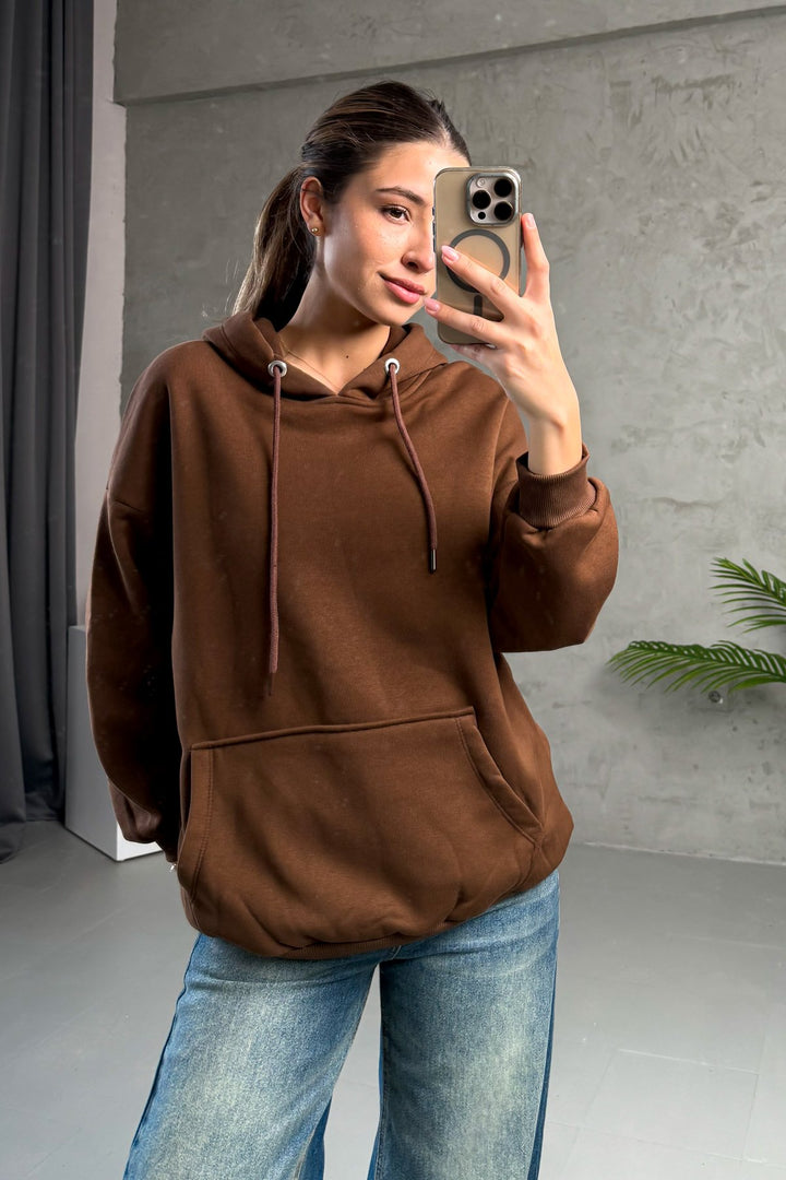 MPL Kadın Kapüşonlu Kanguru Cep 3 İp Sweat 21615 - Royal Oak