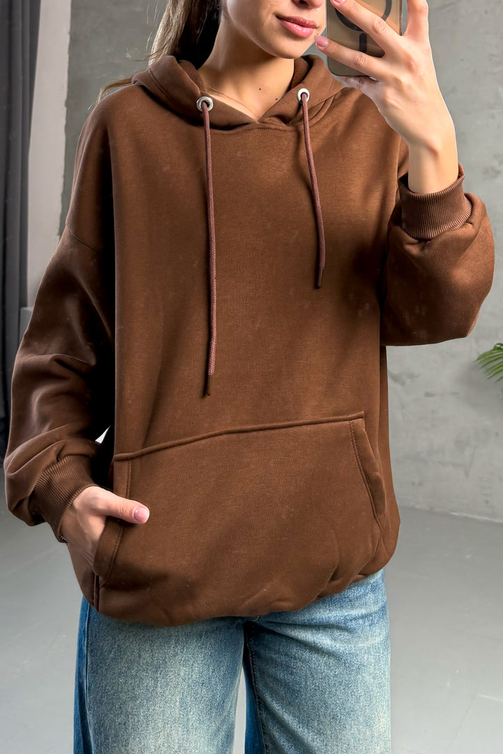 MPL Kadın Kapüşonlu Kanguru Cep 3 İp Sweat 21615 - Royal Oak