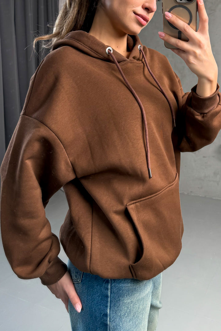 MPL Kadın Kapüşonlu Kanguru Cep 3 İp Sweat 21615 - Royal Oak