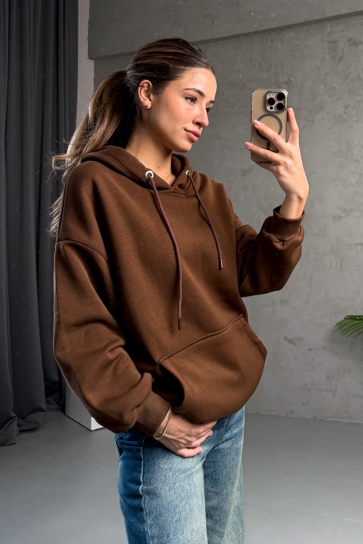 MPL Kadın Kapüşonlu Kanguru Cep 3 İp Sweat 21615 - Royal Oak