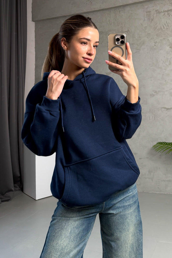 MPL Kadın Kapüşonlu Kanguru Cep 3 İp Sweat 21615 - Löhne