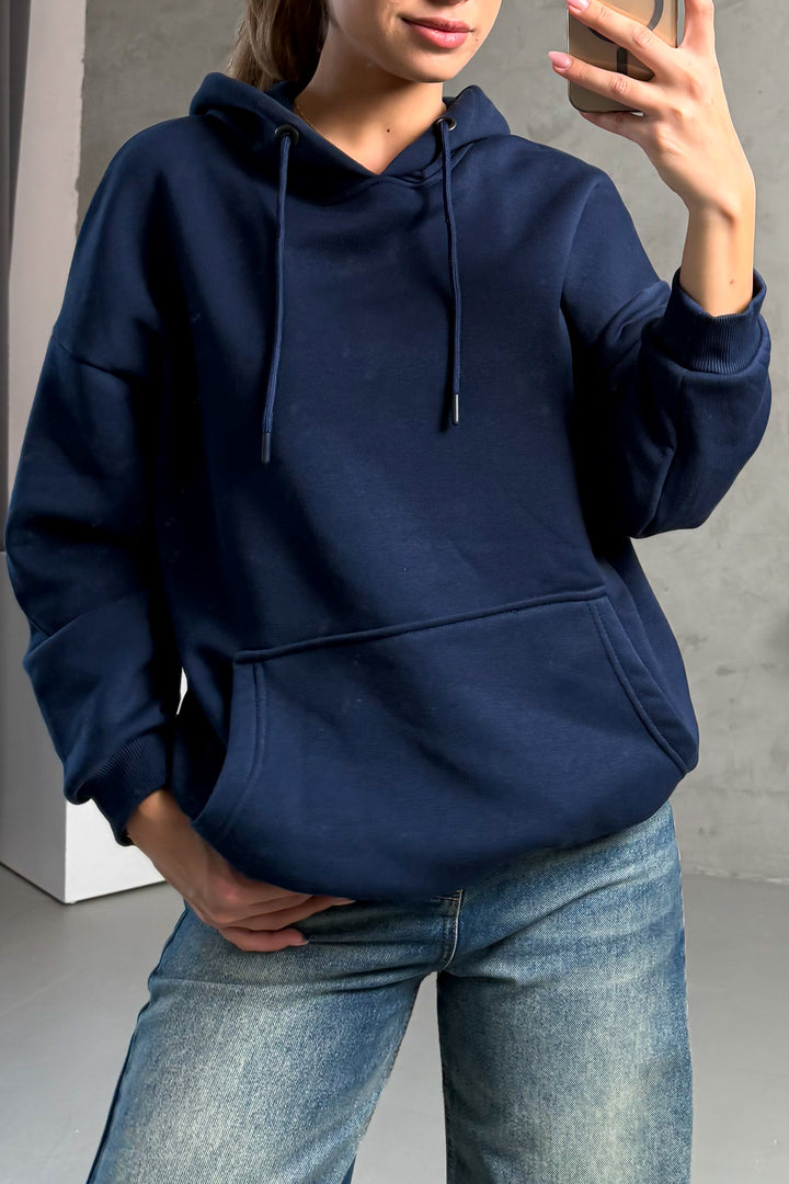 MPL Kadın Kapüşonlu Kanguru Cep 3 İp Sweat 21615 - Löhne