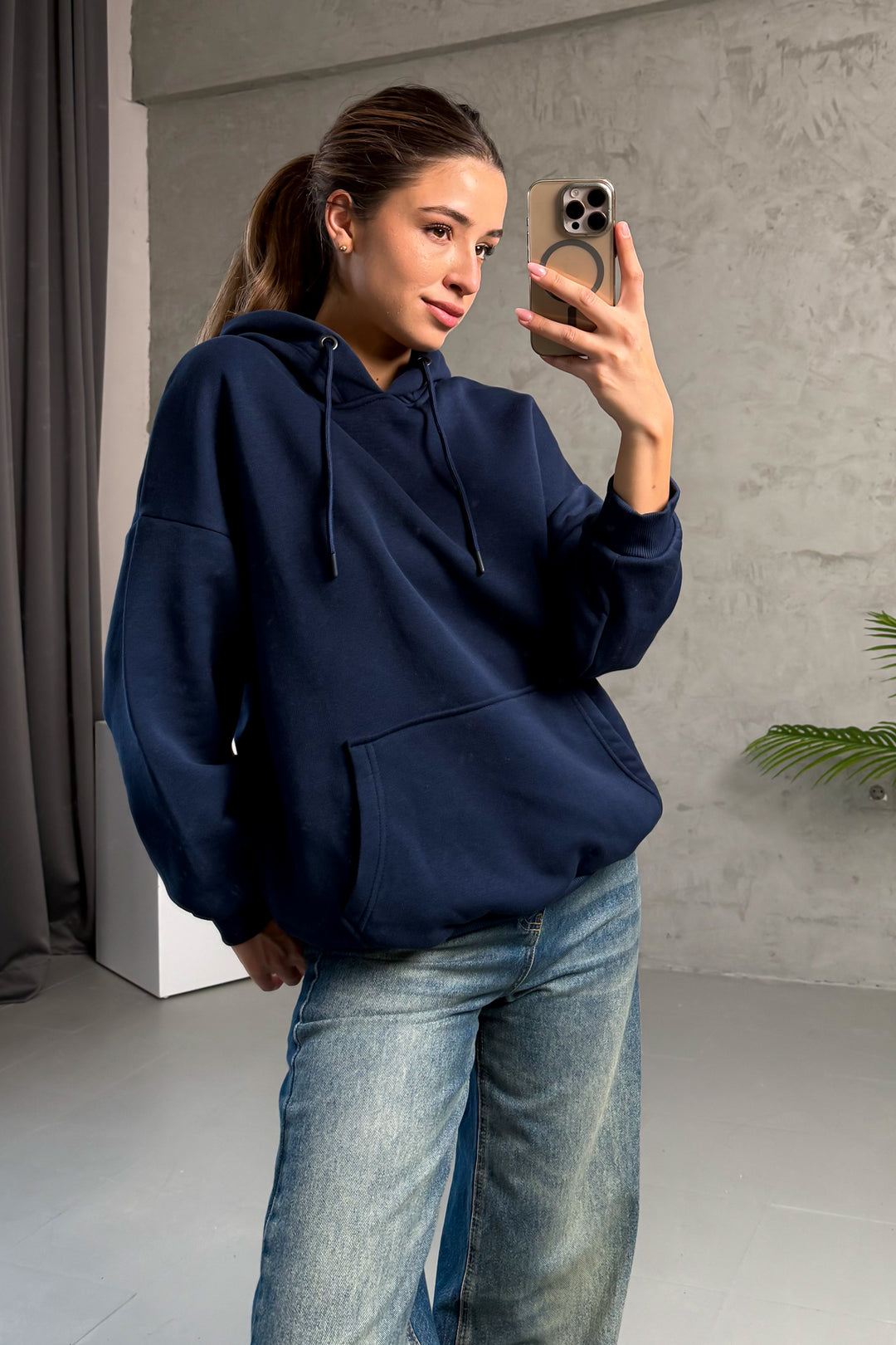 MPL Kadın Kapüşonlu Kanguru Cep 3 İp Sweat 21615 - Löhne