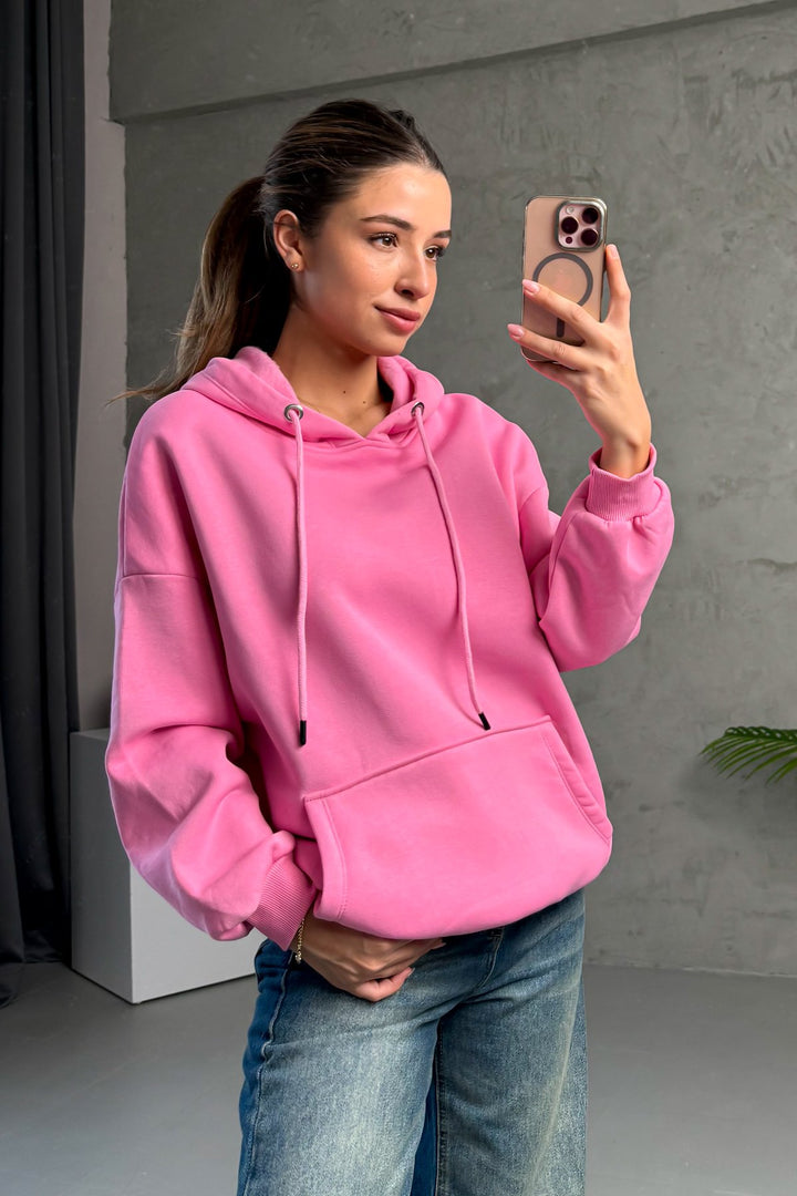 MPL Kadın Kapüşonlu Kanguru Cep 3 İp Sweat 21615 - Pisa